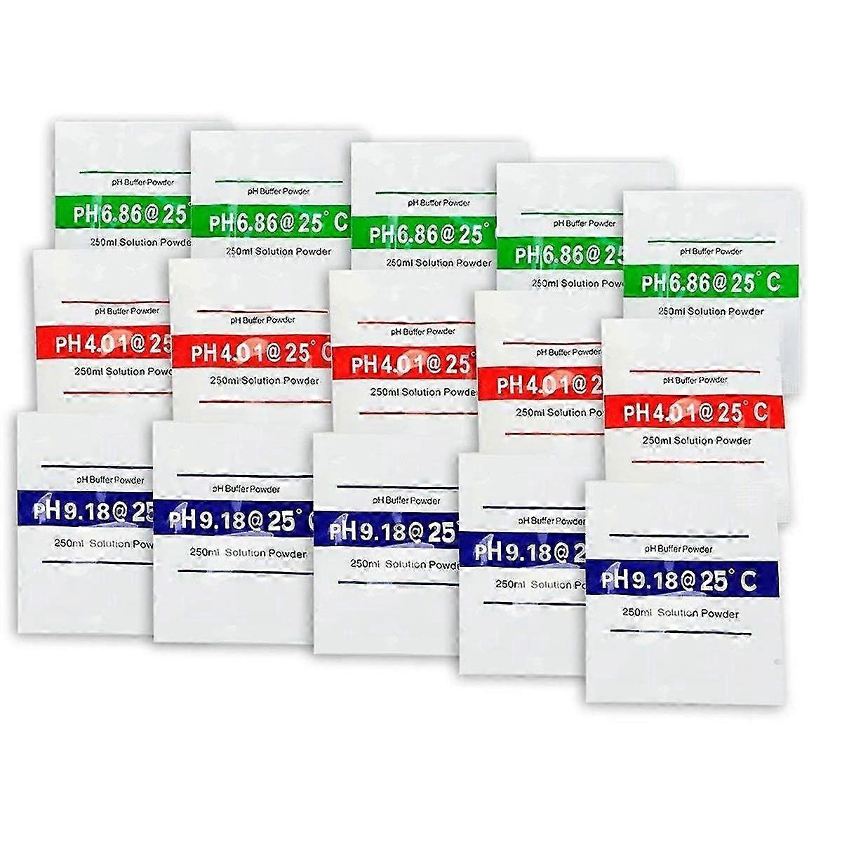 15 Pack PH Meter Buffer Solution Powder 6.86/4.00/9.18, PH Calibration Solution Packets for Precise 25-26