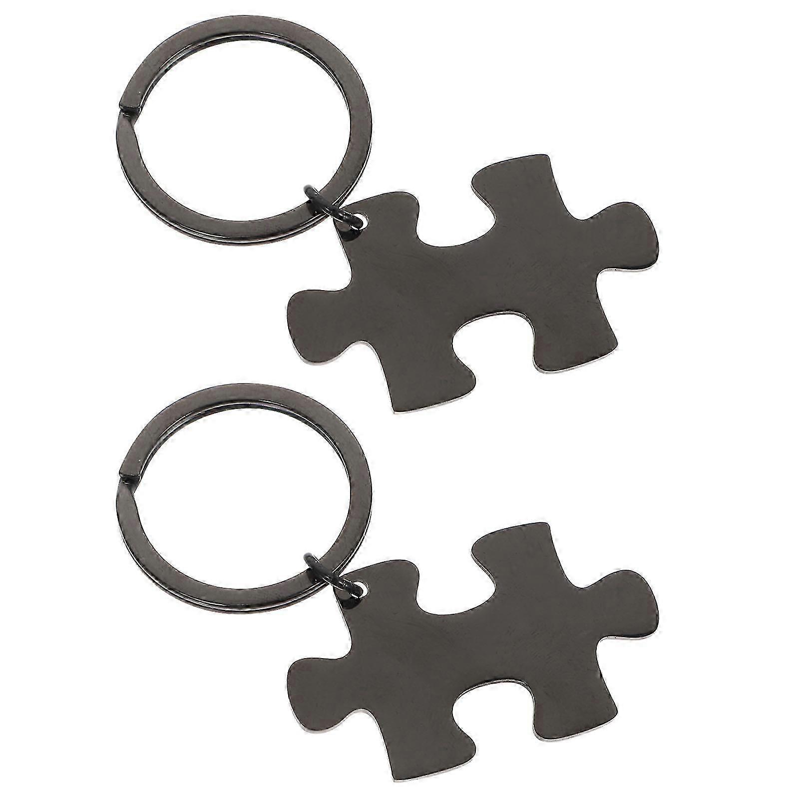 2 Pcs Black Ring Set Puzzle Keychain Blanks Aniversity Gifts Men Blank Keychain Puzzle Piece Keychain Puzzle Keychain Couples