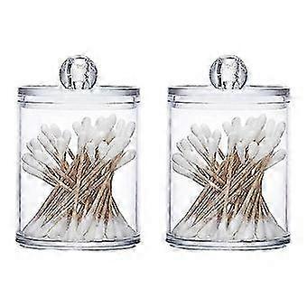 Cotton Dispenser Round Storage Boxes with Lid, 2 Pcs Transparent Cosmetic Storage Containers for Cotton Balls