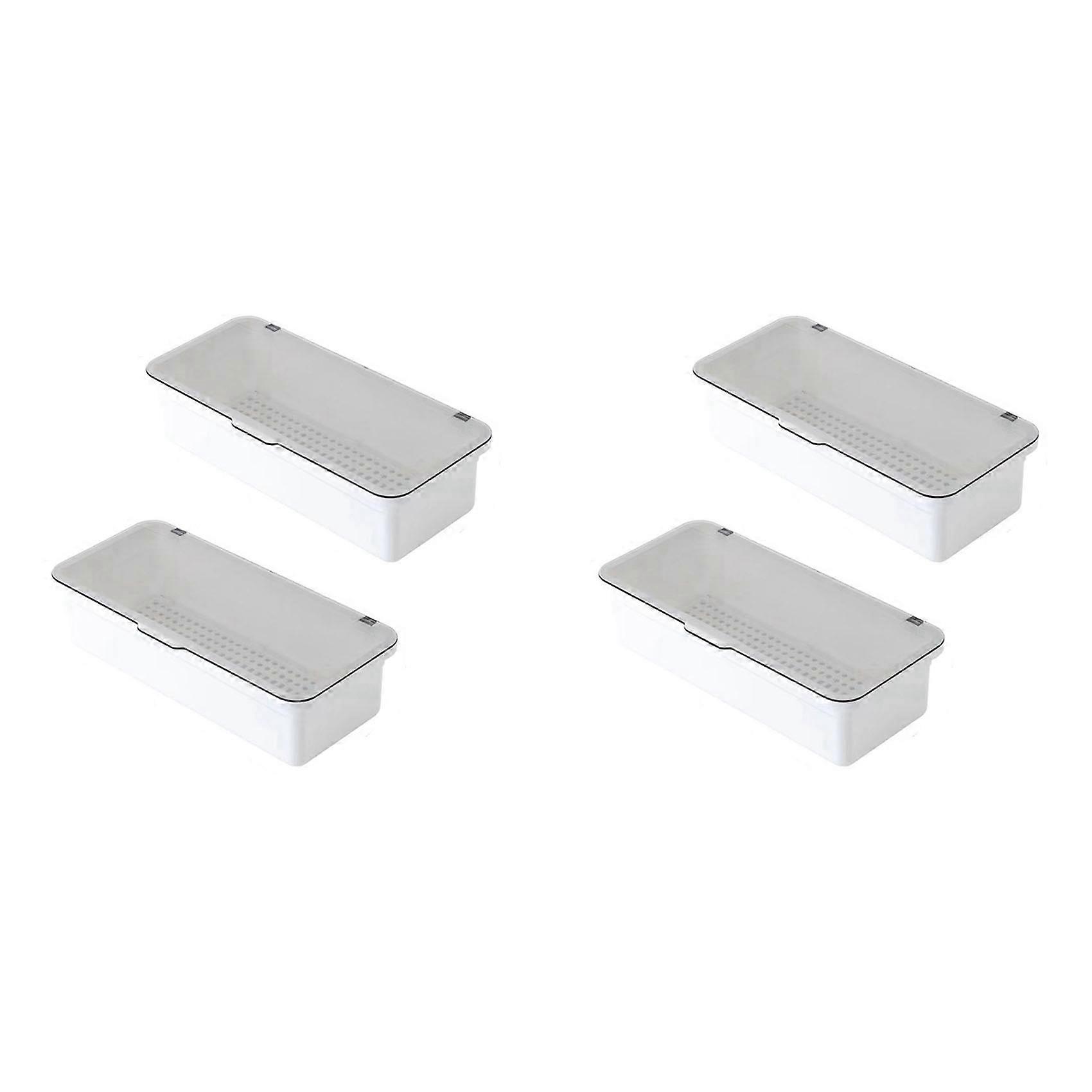 Flatware Tray, Utensil Storage with Lid Plastic Cutlery Tray, D