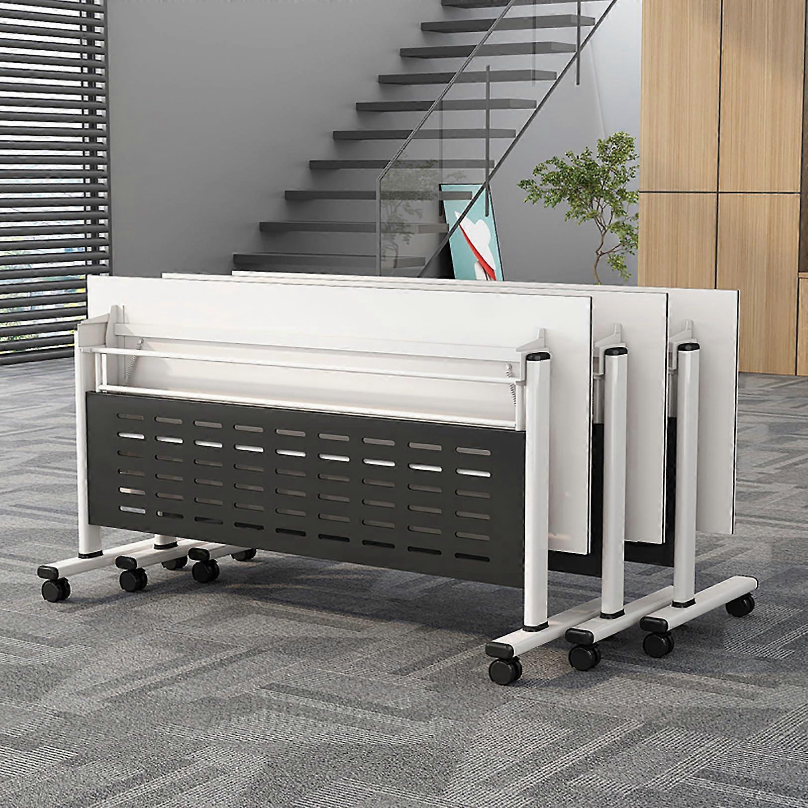 Conference Table Foldable, Flip  Rolling Meeting Table With Caster Wheels 55x20x30 In For Office
