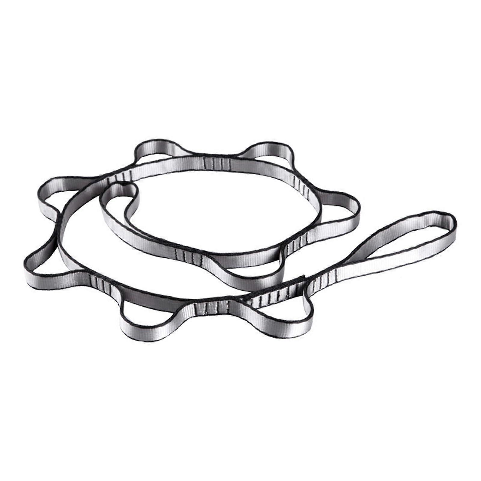 Professional Pilates Stretching Strap Rope 110cm Length, 150kg Load, Adjustable Nylon Chain Webbings, Gray