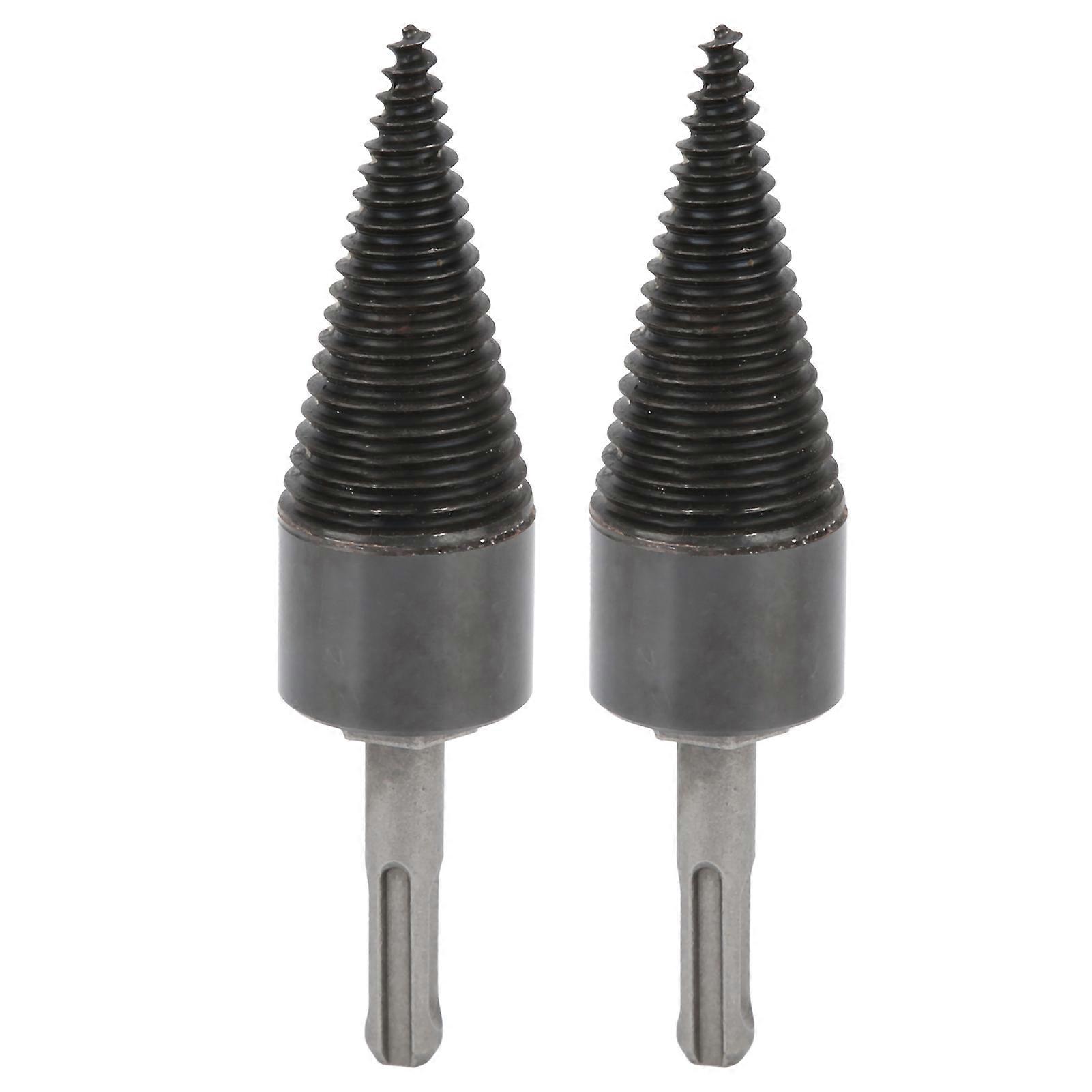 2Pcs Twist Firewood Splitter Wood Cone Punch Drill Bit Split Tool Hardware 32mm