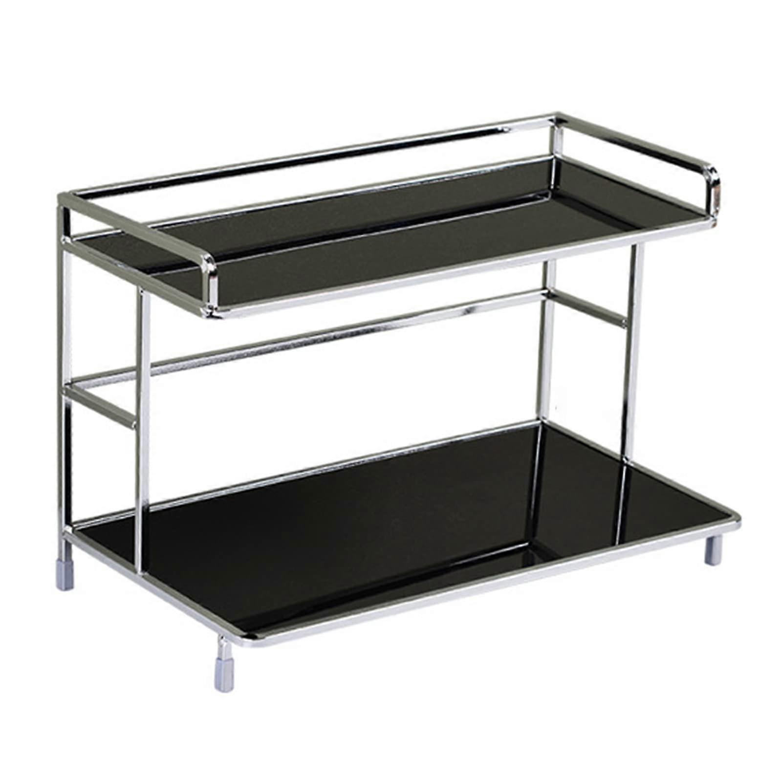 Storage Holder TwoTier DoubleLayer Display Stand Black For Home Kitchen Countertop Organization And Bathroom Storage