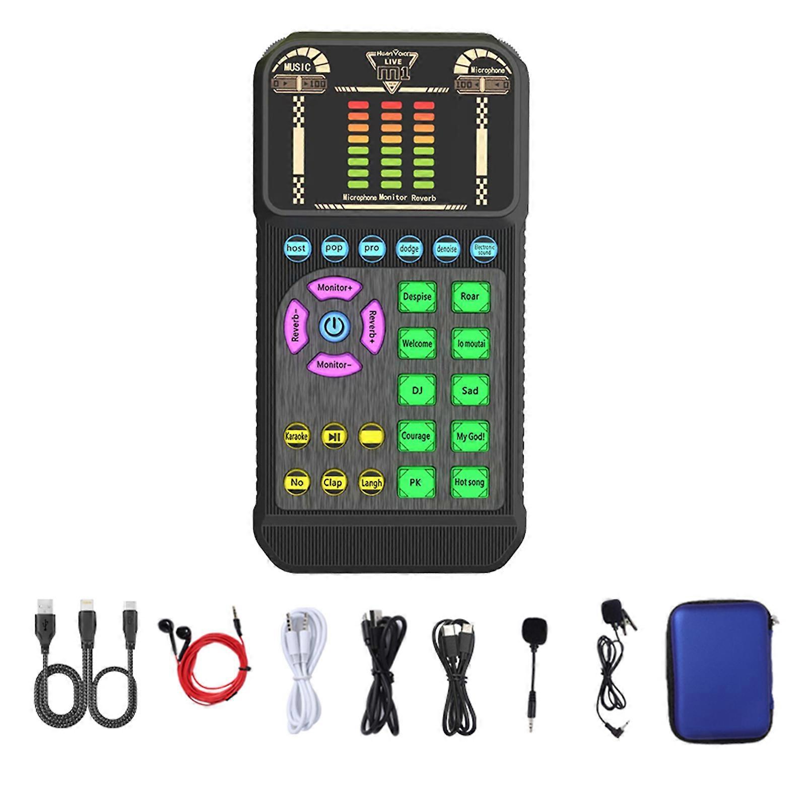 Advanced Sound Card Kit For Home Studio Broadcasts Wide Compatibility With Computers Smartphones Tablets Multicolor