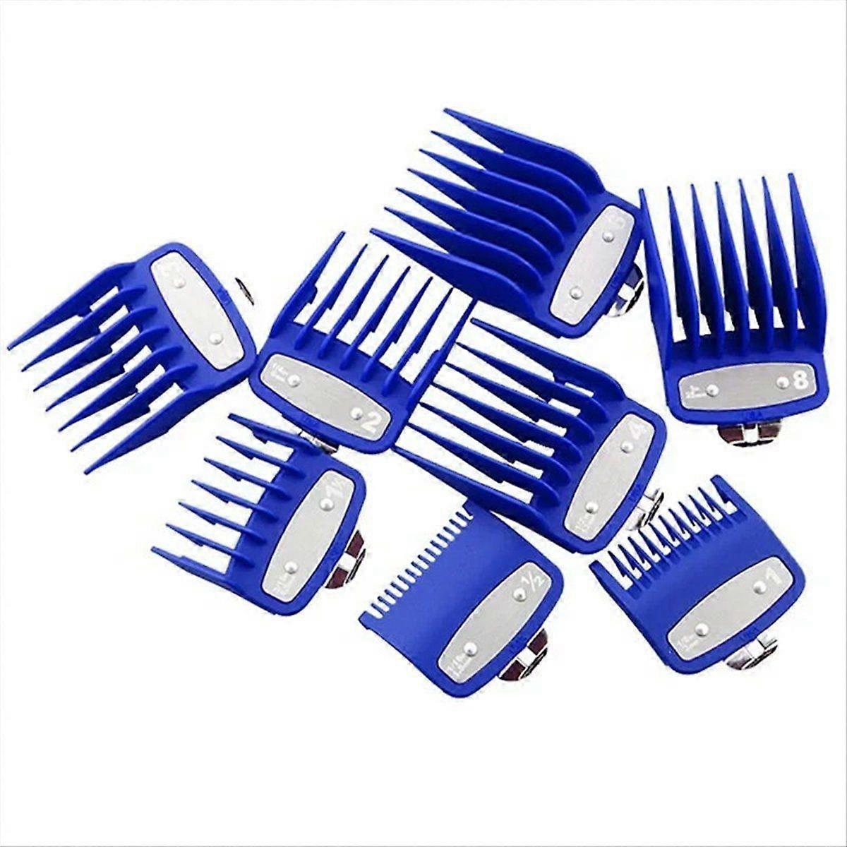 8Pcs Professional Limit Comb Cutting Guide Combs Set for & & Clipper Comb Guard Barberia Blue