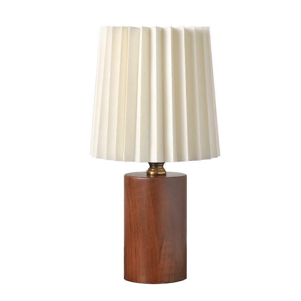 Mid Ancient Style Small Desk Lamp Korean Style Nordic Style Pleated Shade Solid Wood Bedroom Headboard Lamp