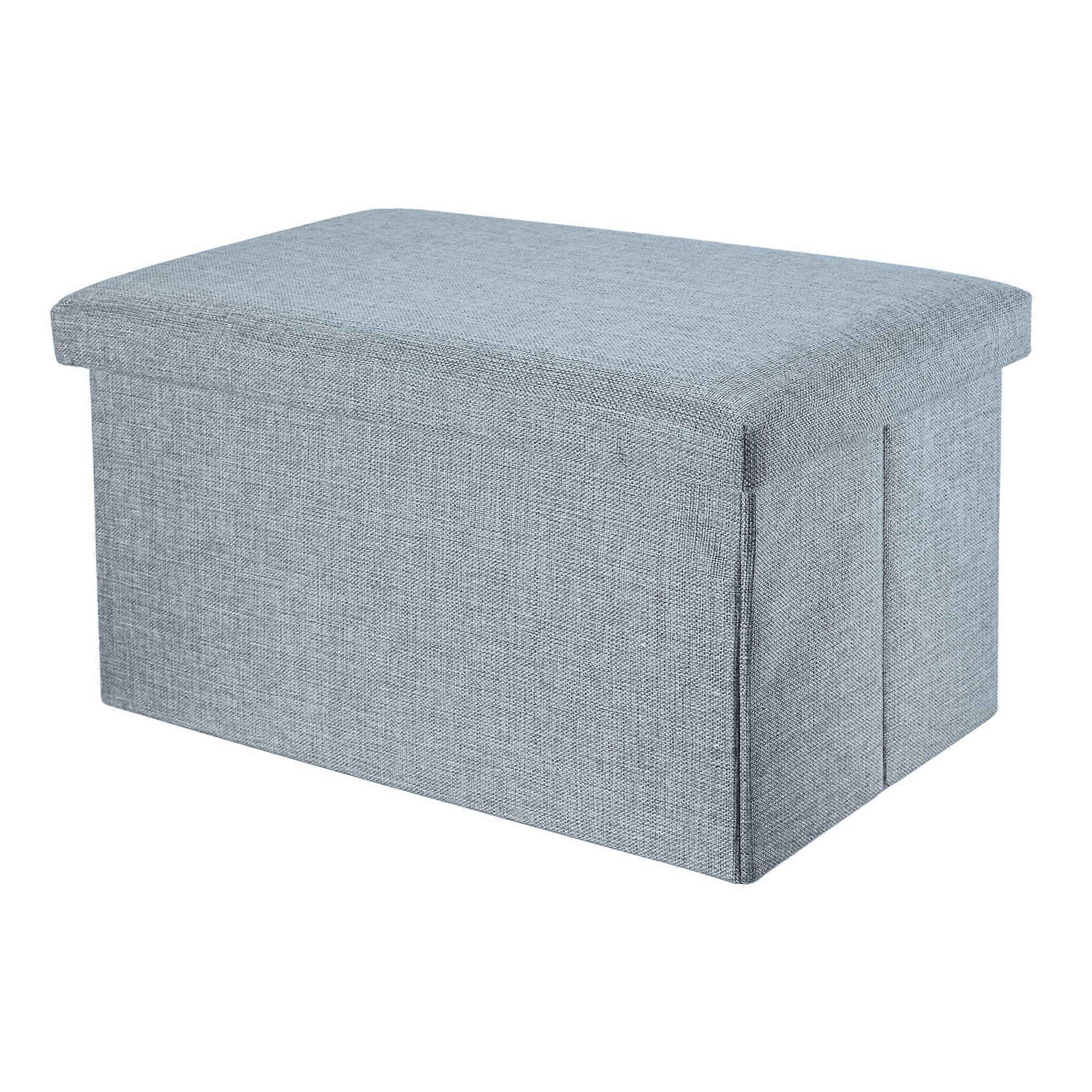 Foldable bench seat 49x30x30 cm - seat cube with storage space and lid made of fabric in linen look