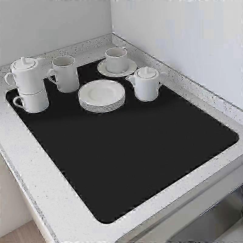 Solid Color Kitchen Coffee Bar Absorbent Non-slip Tableware Placemats Drain Mat Heat Resistant Counter Moisture-proof Table Drying Mat