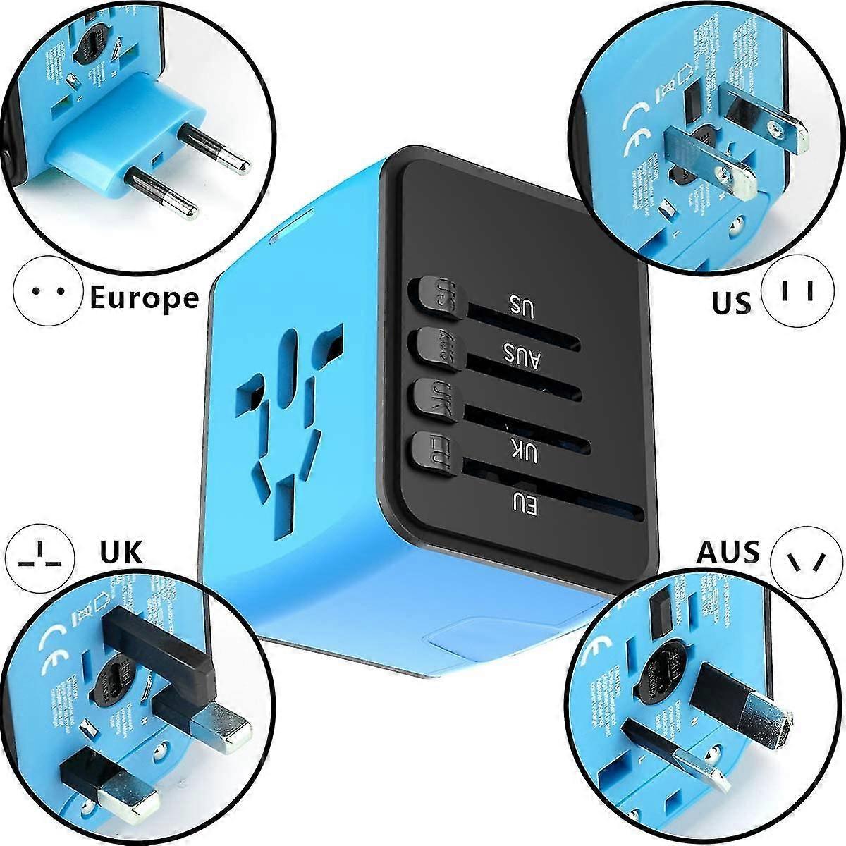 universell reiseadapter reiselader med 4 usb og internasjonale porter med utskifting
