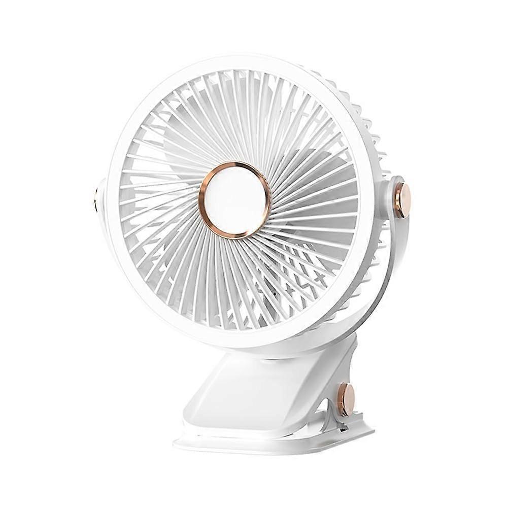 USB Rechargeable Fan Dormitory ClipOn Type Portable Mini Desk Fan 360 Degree Rotation LED Light Model A