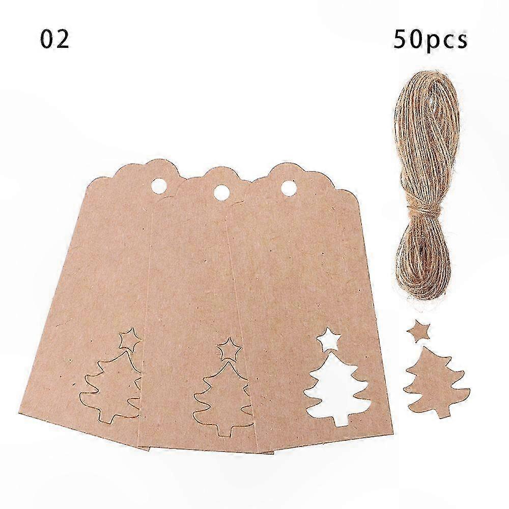 Christmas Tree Hanging Kraft Paper Gift Tags with Snowflake Design for Cards