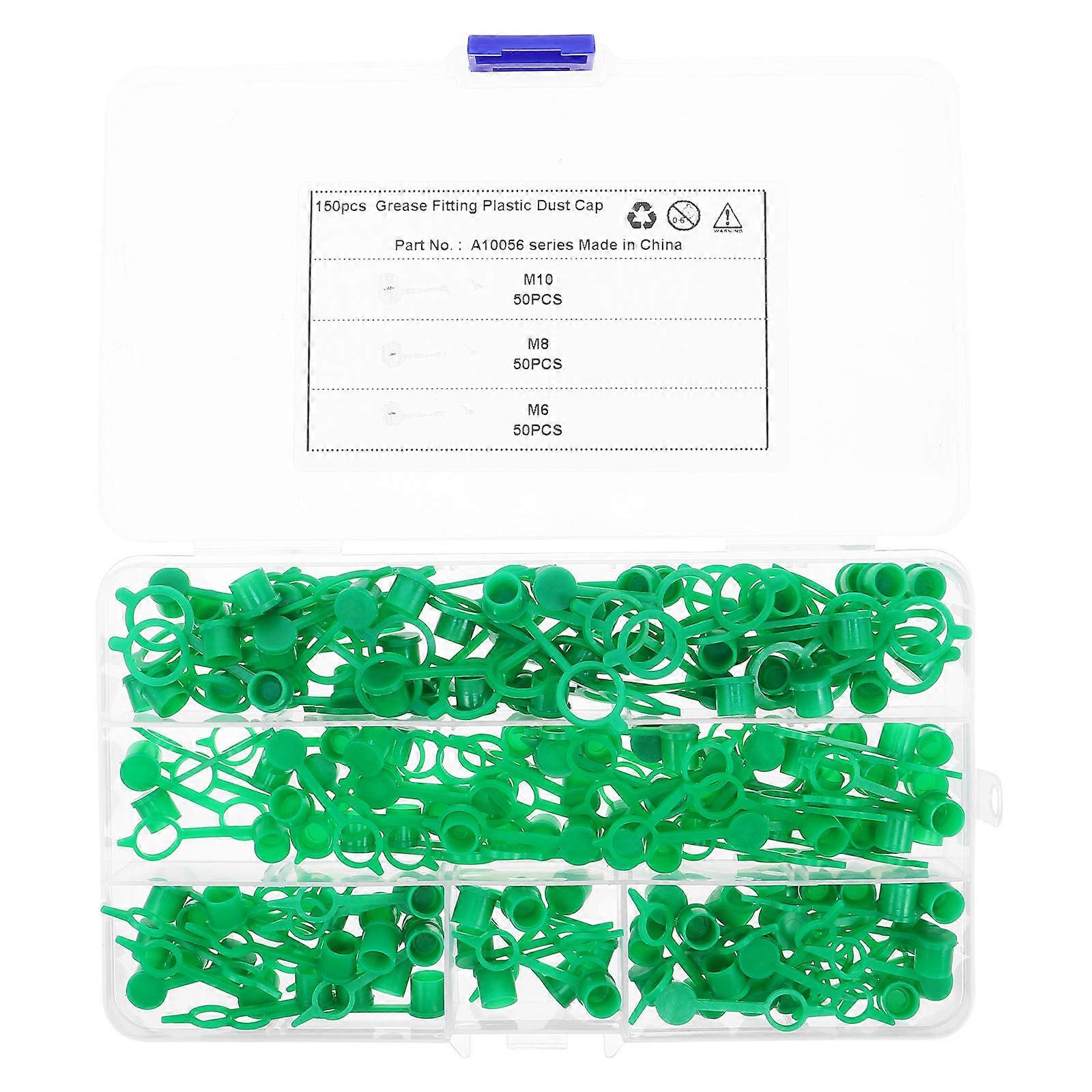 Plastic Grease Fitting Cover Set for Dust Protection 150Pcs Green Caps