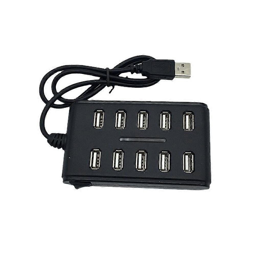 10 Port USB 2.0 Hub High Speed Data Transfer and Charging Station with Individual Switches for Home Office Use