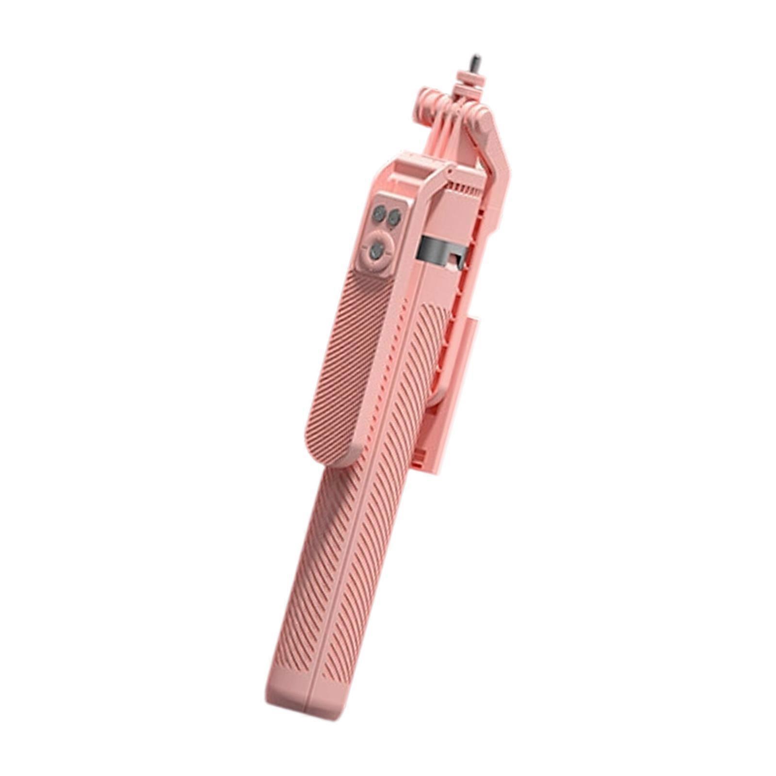 Bluetooth-compatible Selfier Stick Tripod Adjustable Height 1.8m Light Weight Aluminum Base for Video Recording  Pink