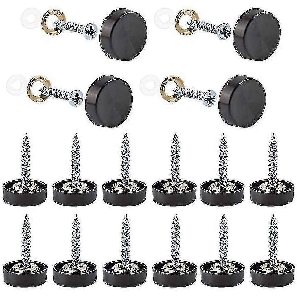 12 Pieces Stainless Mirror Decorative Screws, Polished Mirror Nails, 19mm Stainless Steel Mirror Screws, Mirror Decorative Screws(black)