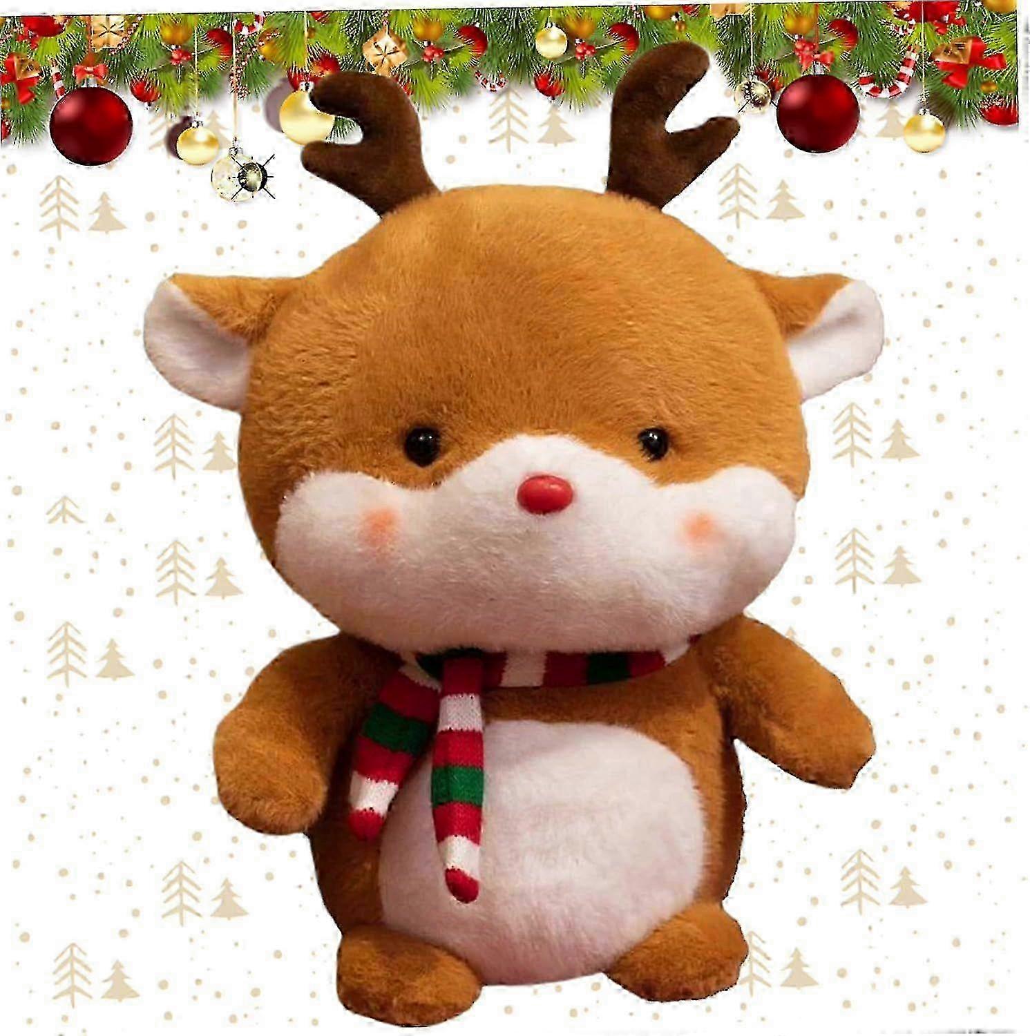 Christmas Decor Plush Reindeer for Mantel Display, 9 Inch Soft Toy