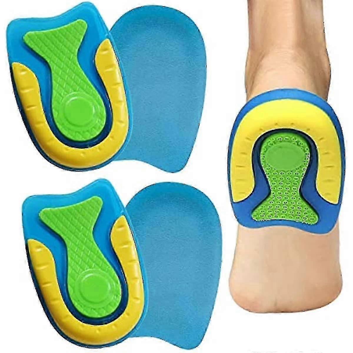 2 pár gél sarok csészék, ortopédiai ütéselnyelő gél sarokpárnák talpi fasciitis, Achilles-sarok fájdalom