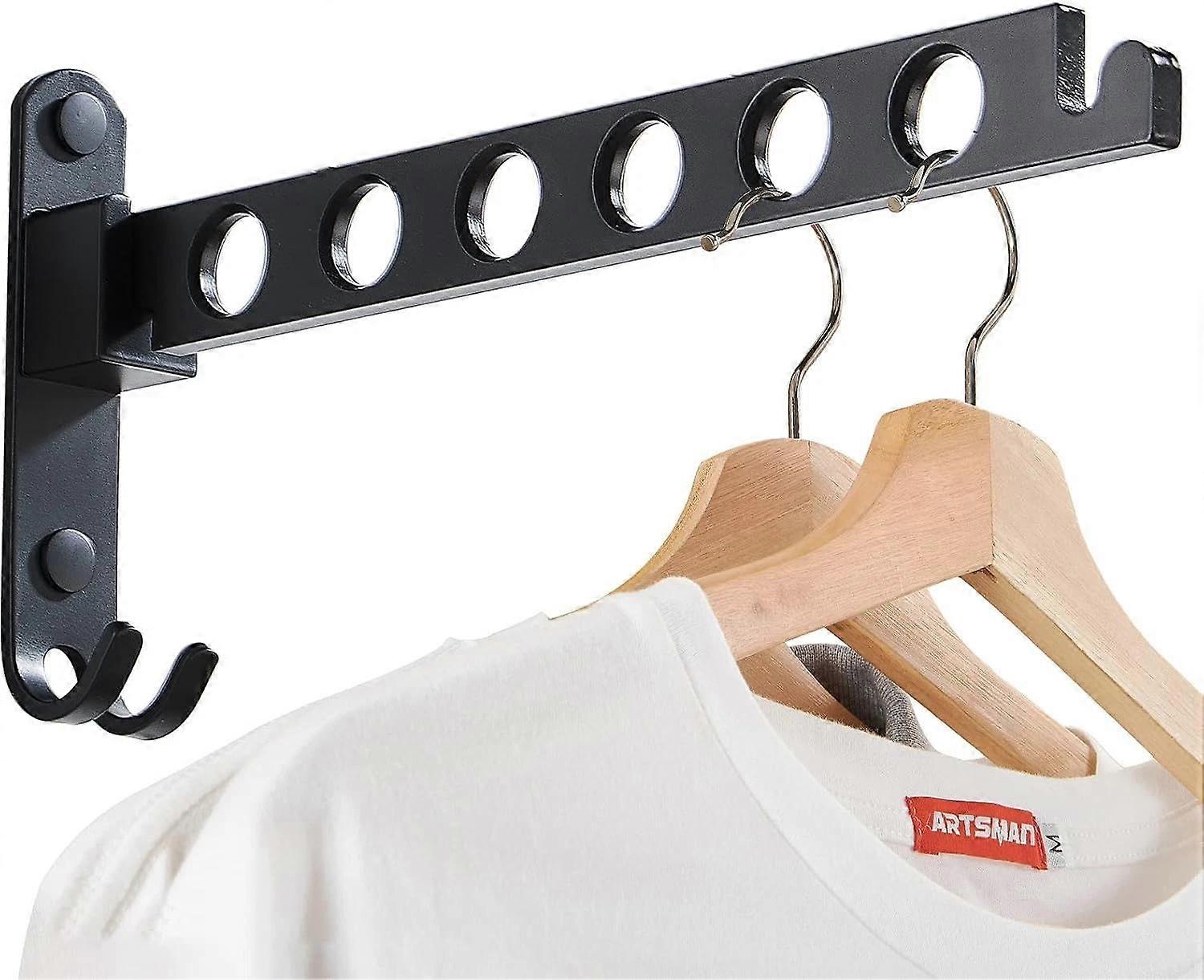 Retractable Wall Mounted Folding Clothes Hanger Rack for Space Saving Laundry Storage