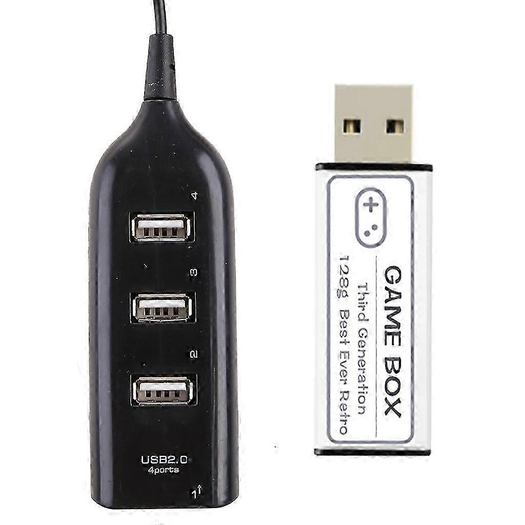 4-Port USB2.0 Hub Cable Game Flash Drive USB Gaming Stick Built-in 50+ Open Source Simulators for PS1 Mini