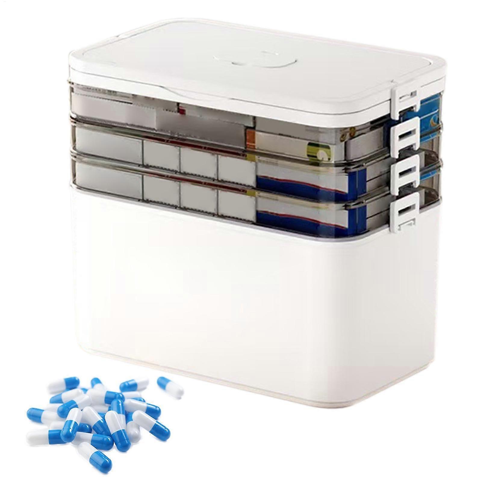Medicine Storage Organizer Travel Pill Case With Handle MultiCompartment Box Large Capacity FourFloor Home Cabinet