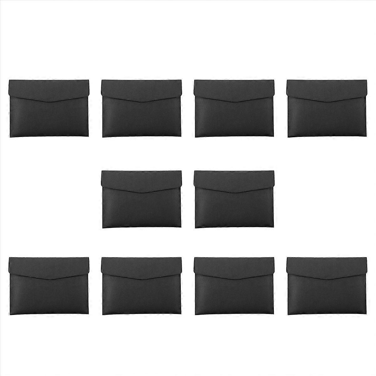 PU Leather A4 File Folder Document Holder Waterproof (Black)