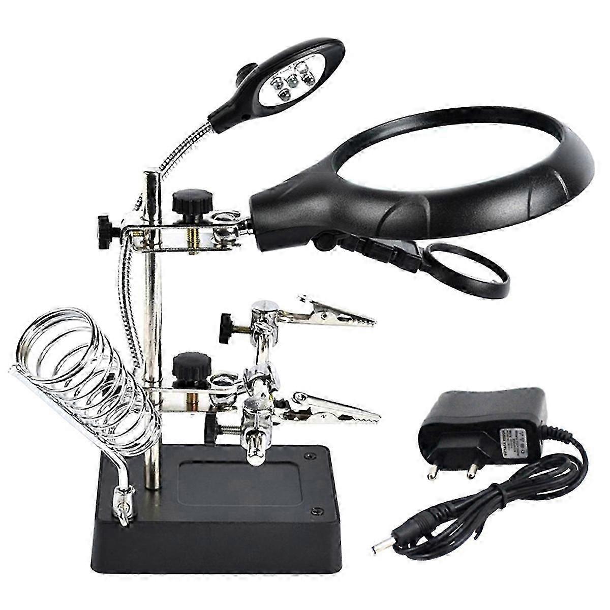 Desktop welding magnifier 3x with soldering iron holder