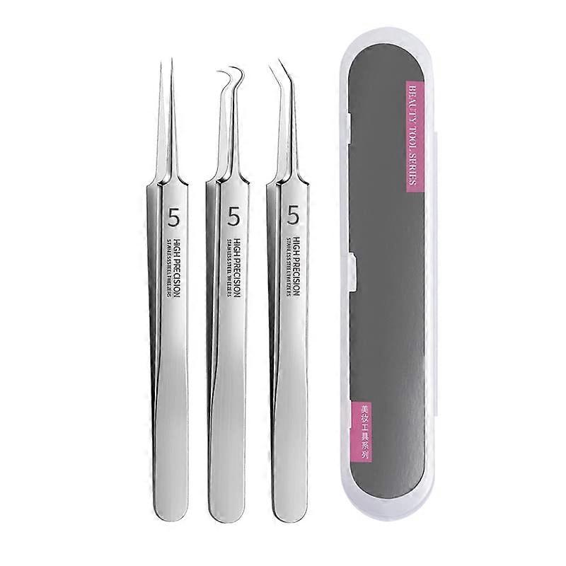 Blackhead Remover Tool Set with Ultra Precision Pimple Popper Tweezers, Stainless Steel 3in1 Kit