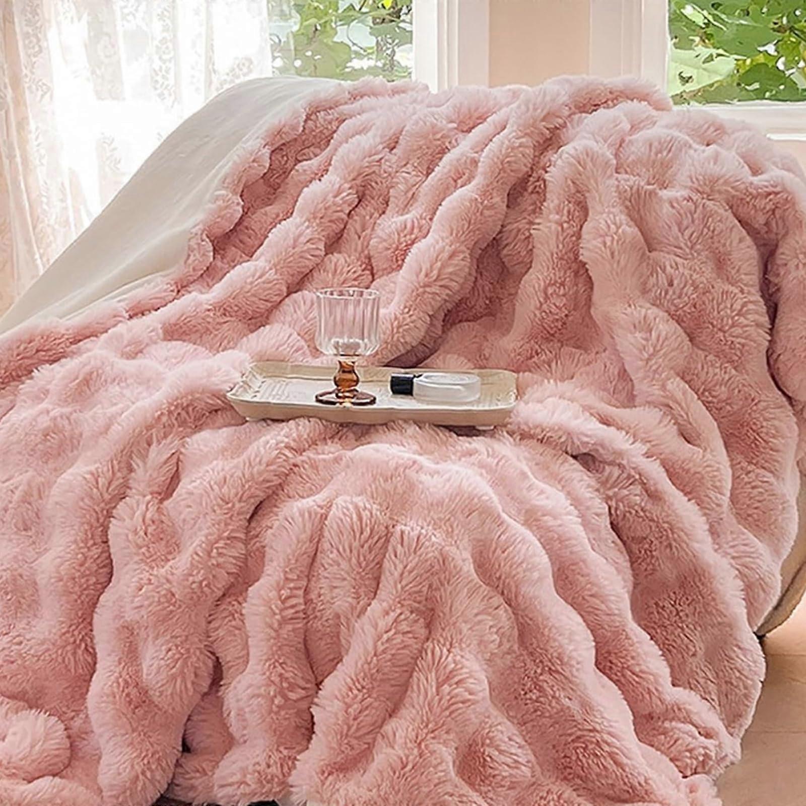 Bunny Blanket Ultra Soft DoubleSided Faux Fur Throw Oversized Warm Plush 180x200cm