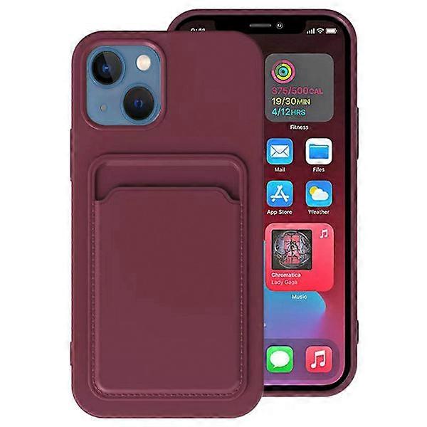 Compatible with iPhone 14 - Practical Stylish Case with Card Holder Burgundy