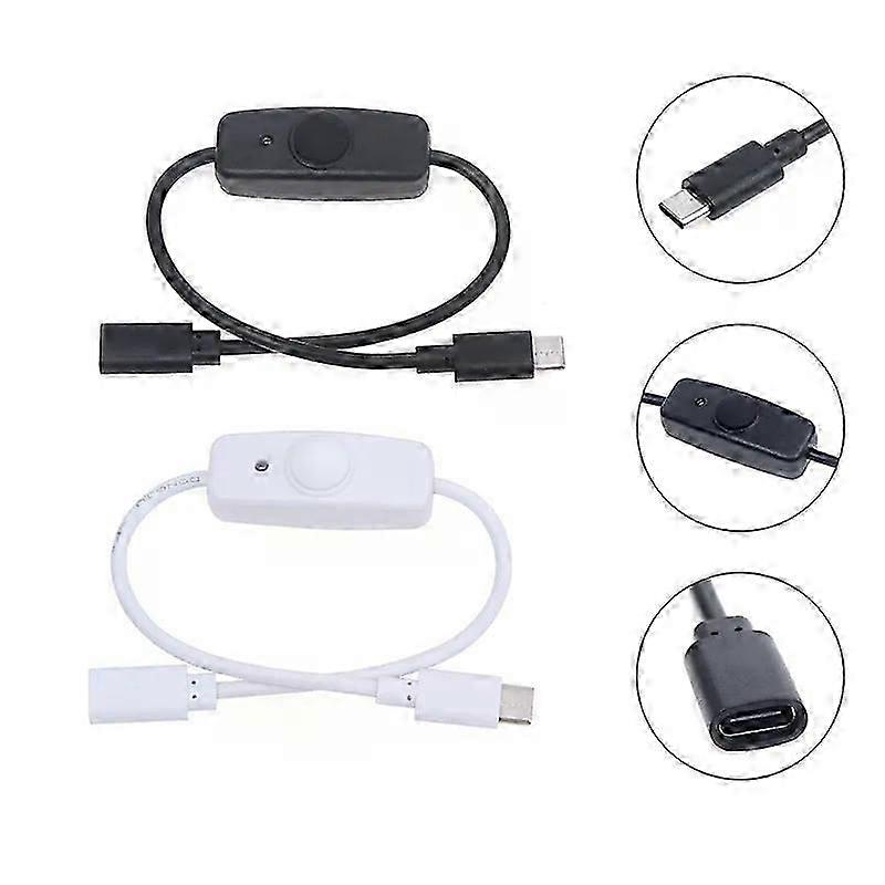 Usb Type C With On/off Switch Power Button 30cm Charging Extension Cable Universal Type-c