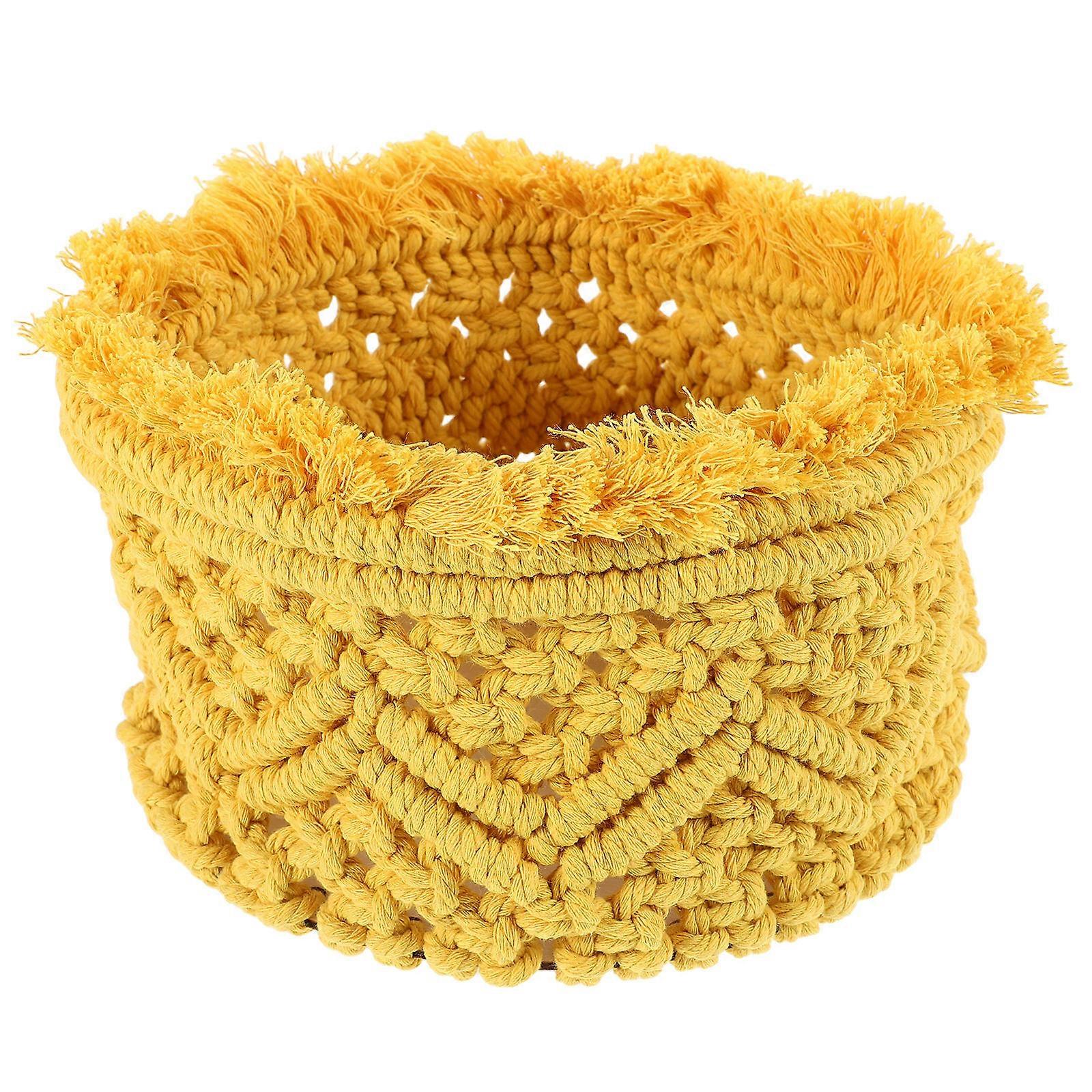 Yellow Cotton Rope Storage Basket for Plants Makeup Storage