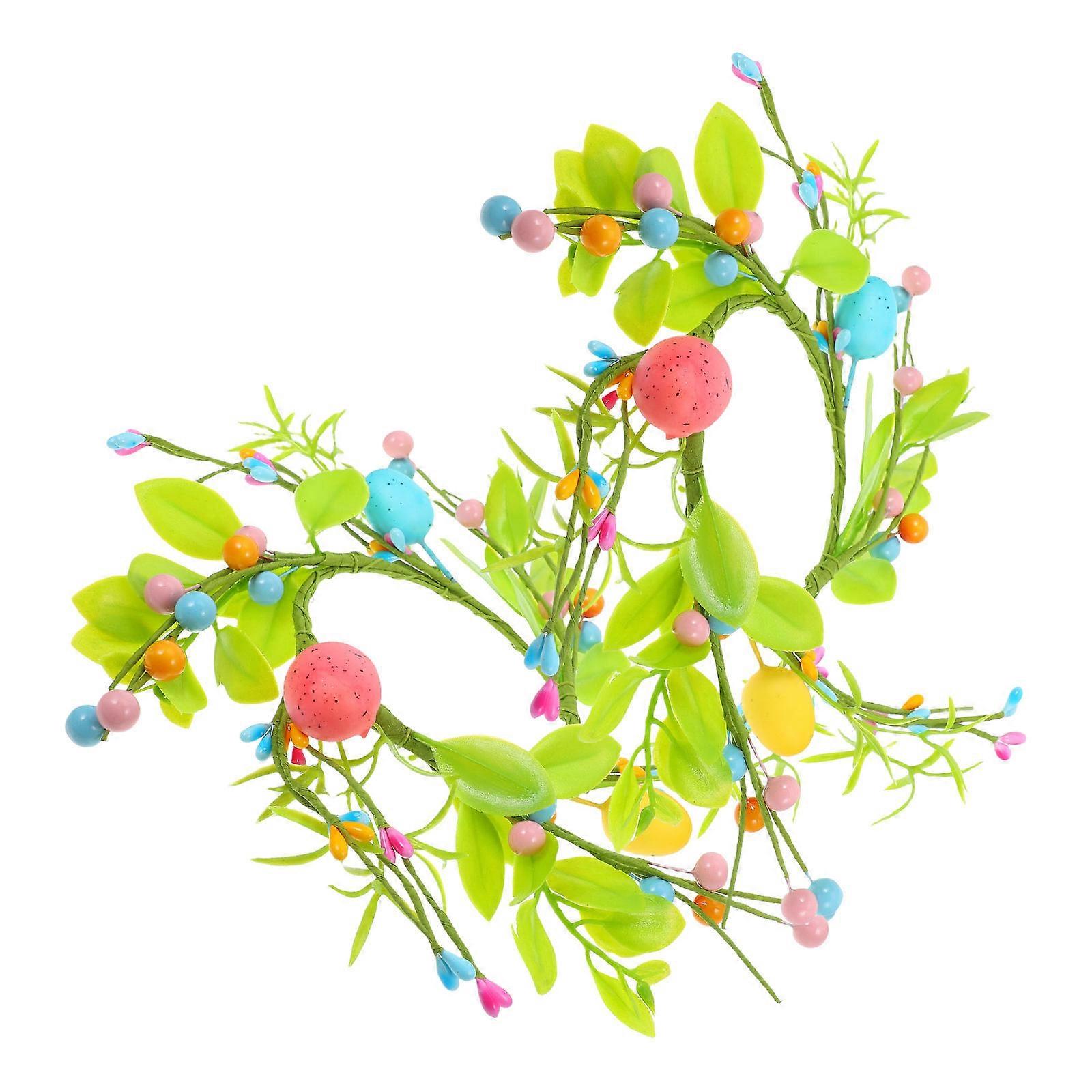 Spring Easter Candle Wreath Rings for Pillars 2Pcs Festive Decoration