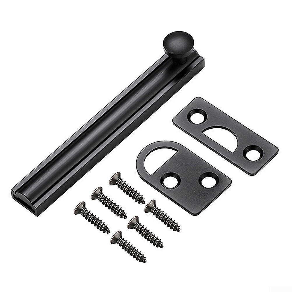 Black Solid Brass Slide Bolt Lock 4 Inch Concealed Door Latch for Bathroom Privacy and Interior Security