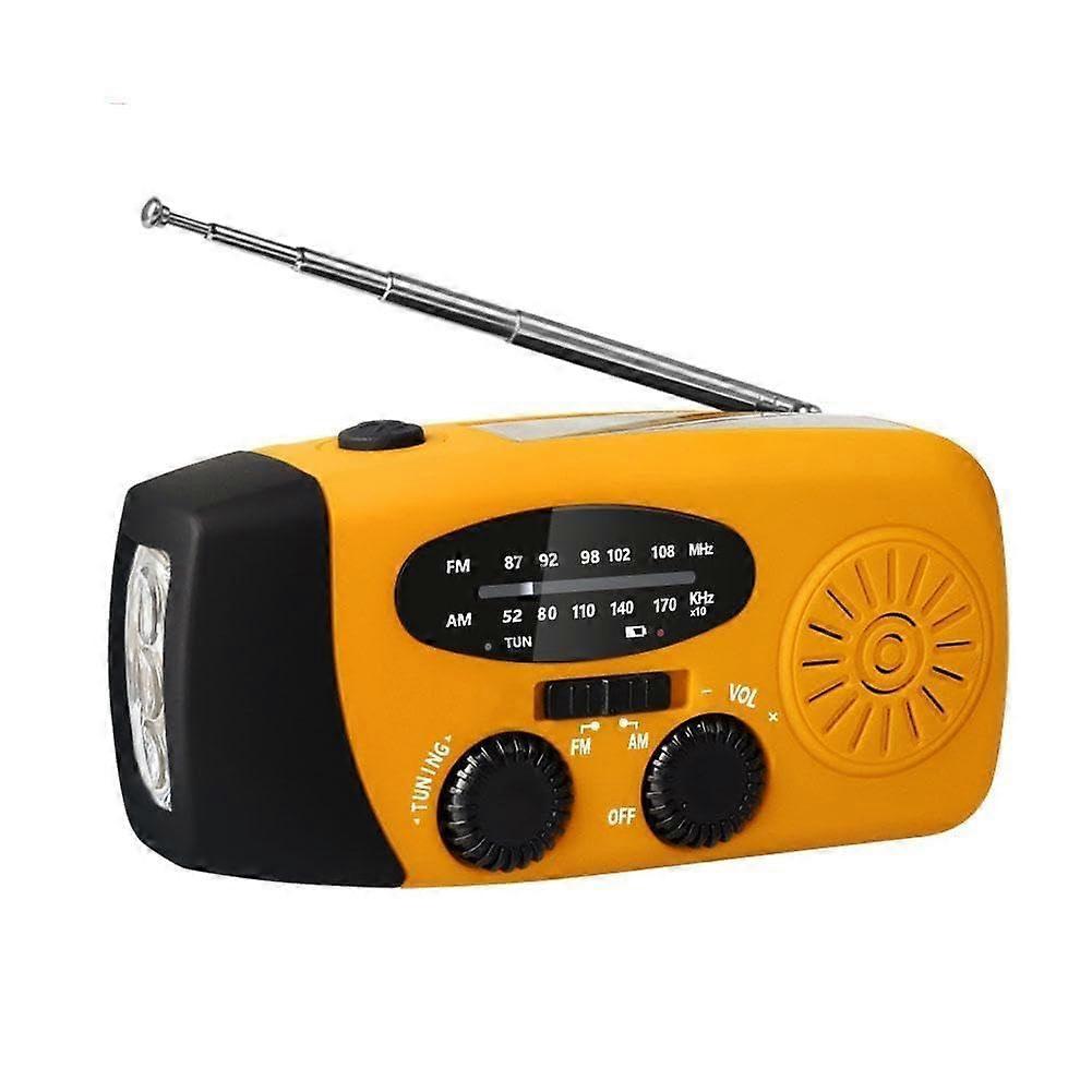 Solar Crank Emergency Radio with NOAA Alerts, LED Flashlight, SOS Alarm and Power Bank, Orange