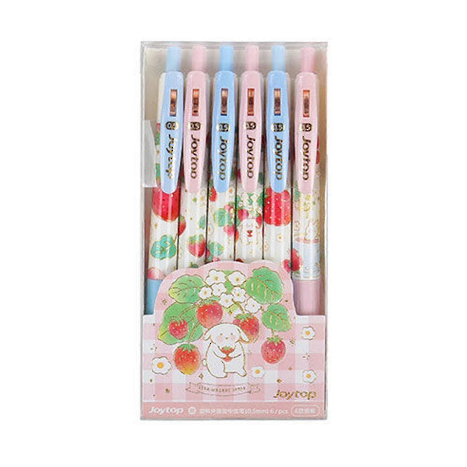 6 Pcs Retractable Gel Pen Set Refillable 0.5mm For Student Writing Note Taking