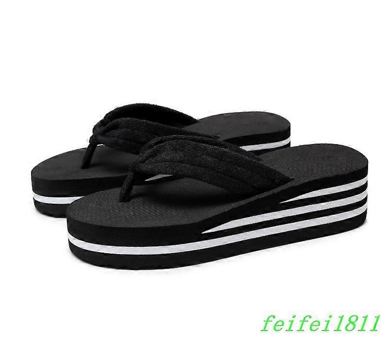 Women's Flip Flops Platform Wedge Heel Sexy Slippers Beach Leopard Pattern Shoes