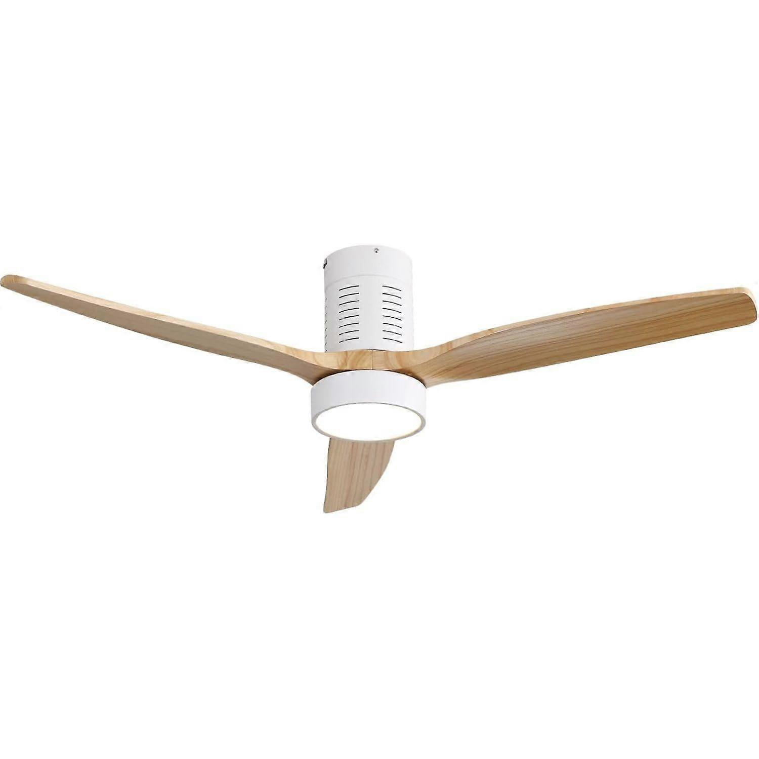52 Inch Modern Wooden Ceiling Fan with LED Light, Remote Control and Reversible Airflow