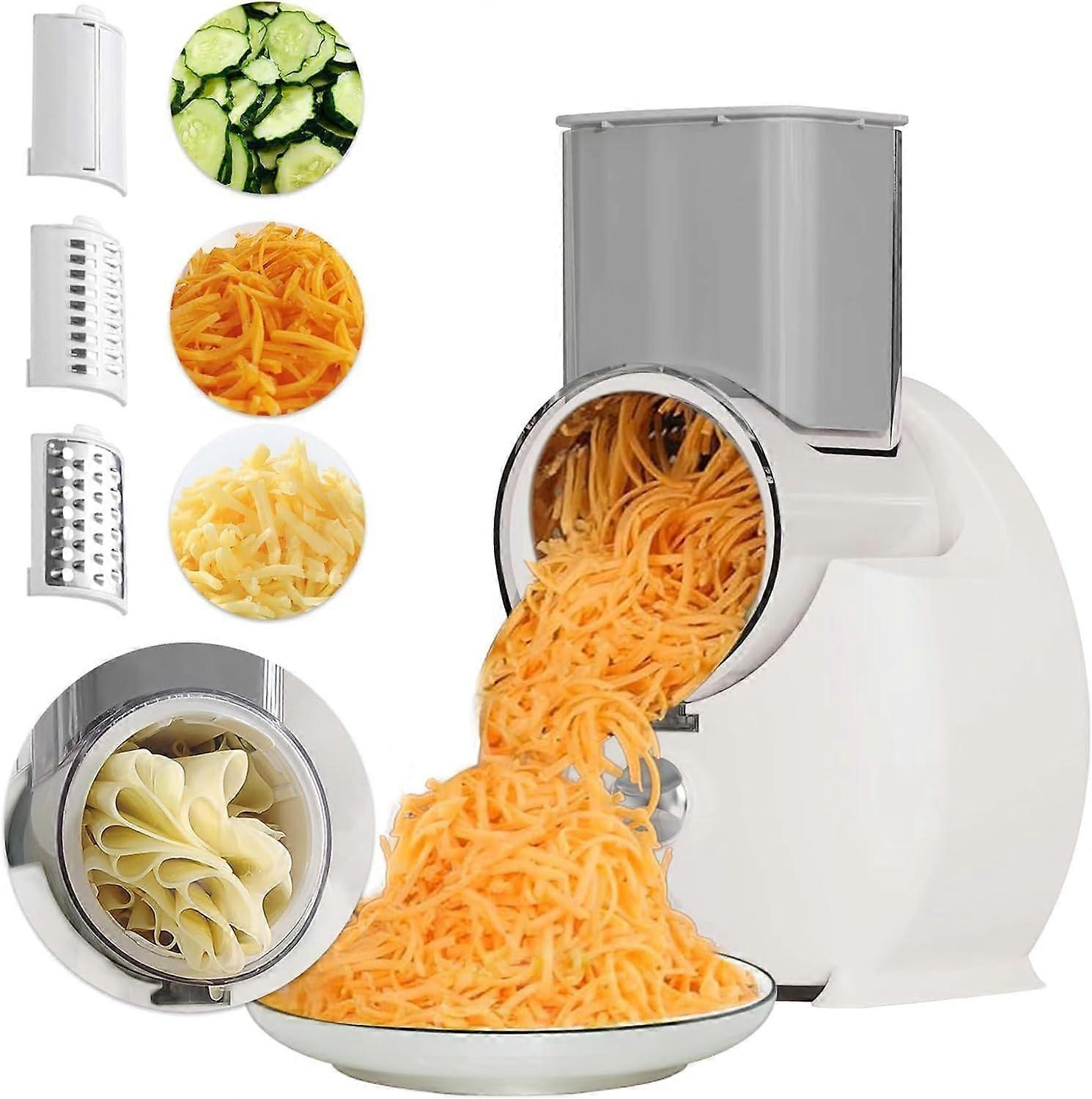 Electric Cheese Grater for Block Cheese, 3 Interchangeable Blades Electric Food Slicer and Shredder