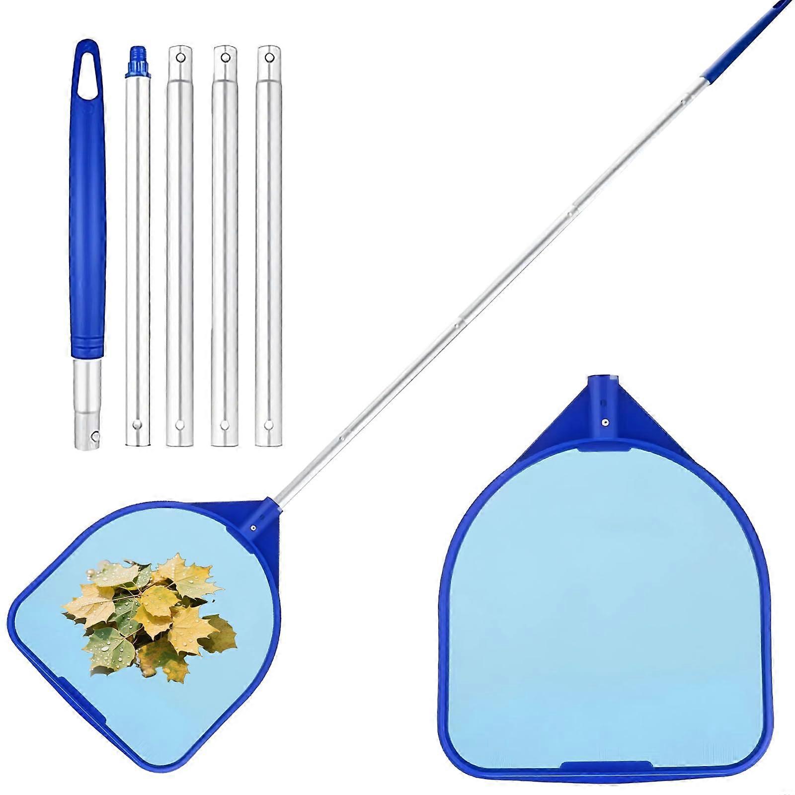 Pool Skimmer Net with Adjustable Telescopic Aluminium Pole, Fine Mesh Leaf Rake for Pools and Ponds