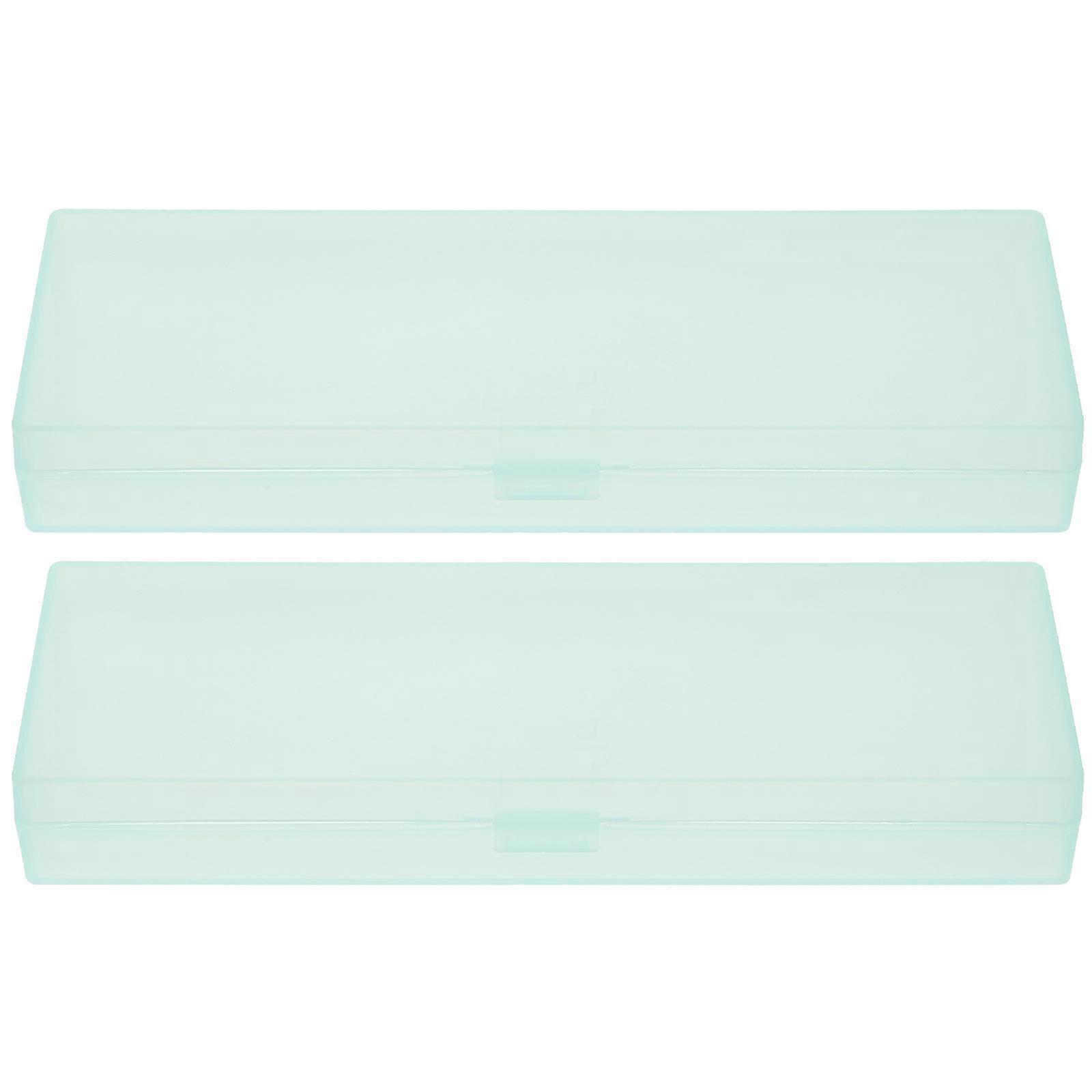 Clear Plastic Pencil Case for Storage Use 2Pcs Green Pen Organizer Boxes