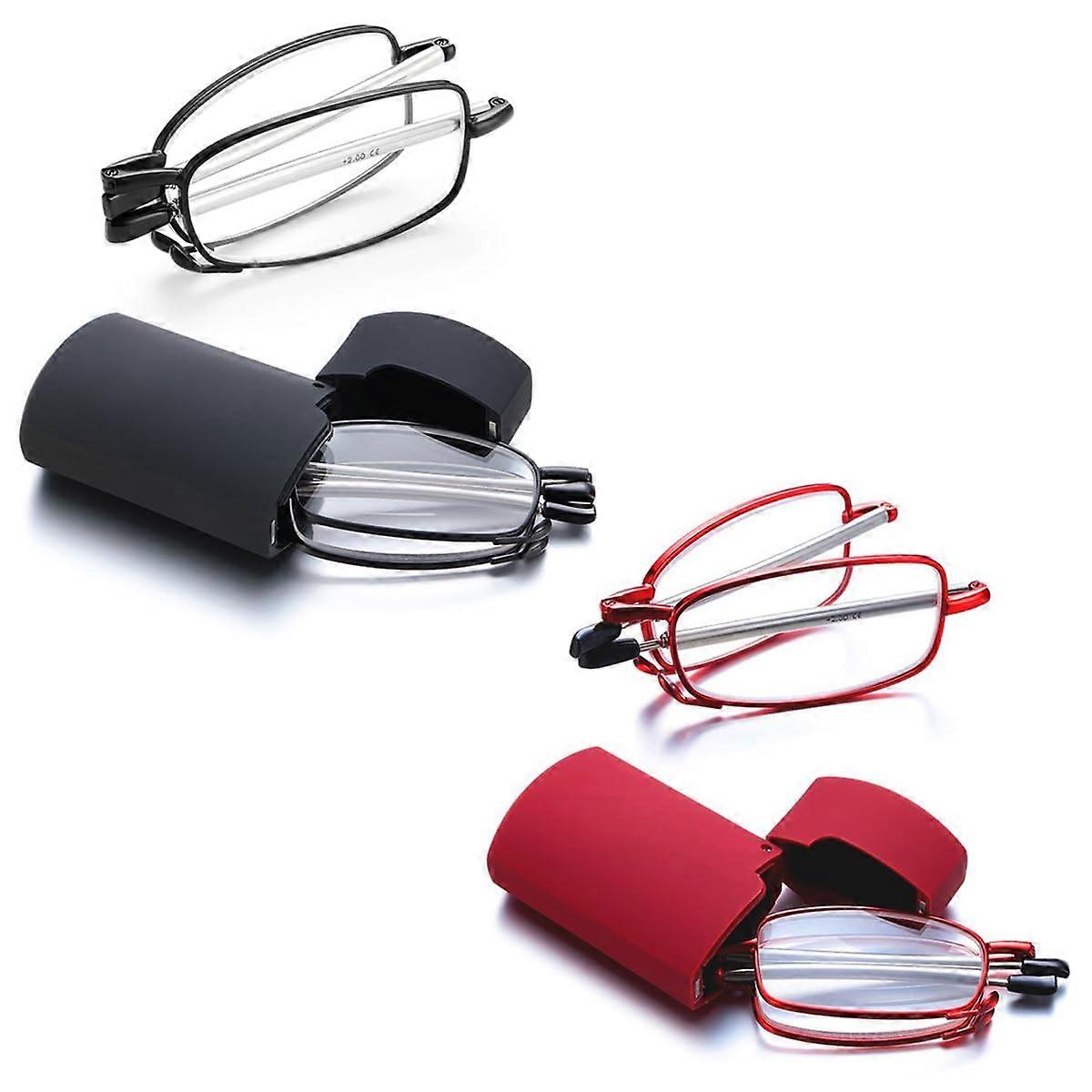 2 Pack Folding Magnetic Reading Glasses with Adjustable Temples for Computer Use Unisex