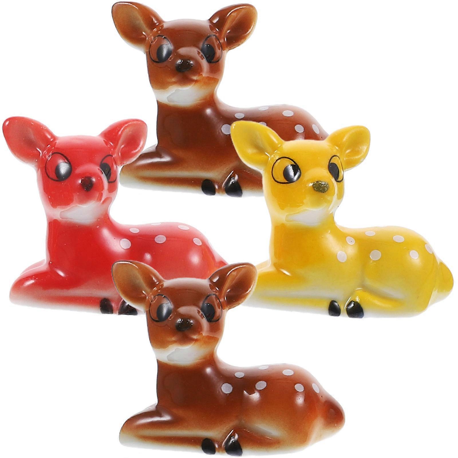Ceramic Chopstick Rest Sika Deer Holder for Tableware 4Pcs Assorted Color