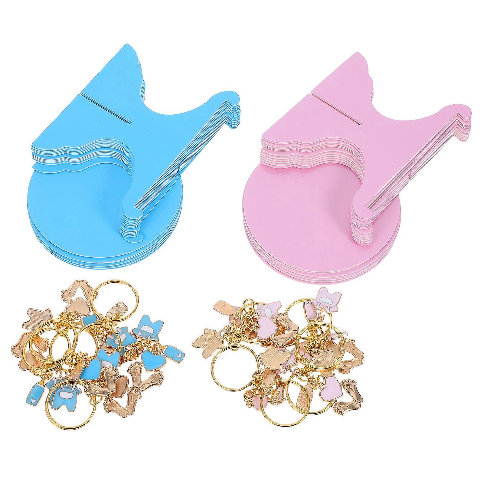 Baby Shower Decorations Mini Cupcake Rack with Footprint Key Chains Set