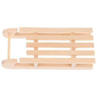 Trineos de madera en miniatura para decoración de casas de muñecas, trineo amarillo claro