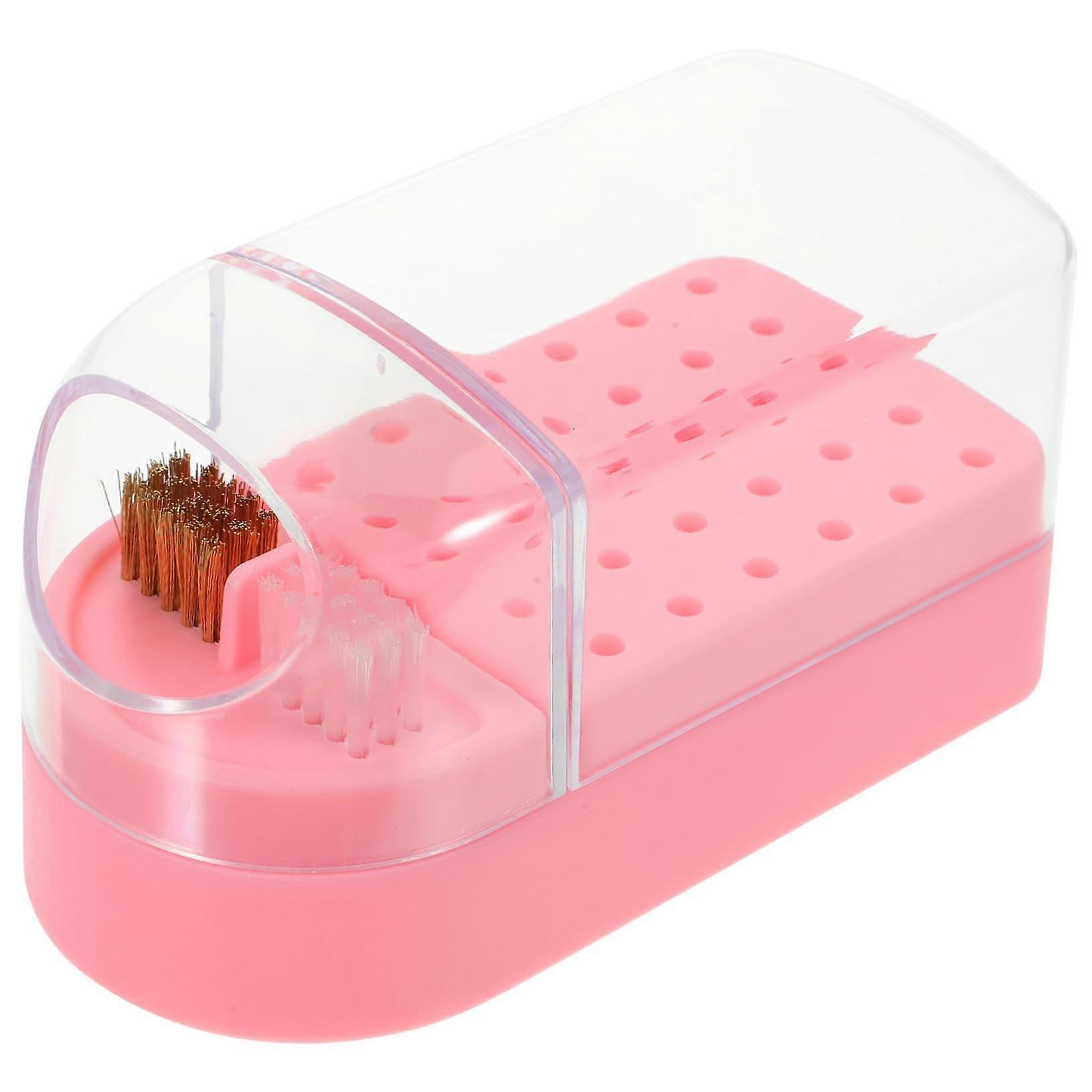 Clear Nail Drill Bits Organizer Case with Cleaning Brush for Quick Access and Manicure Display