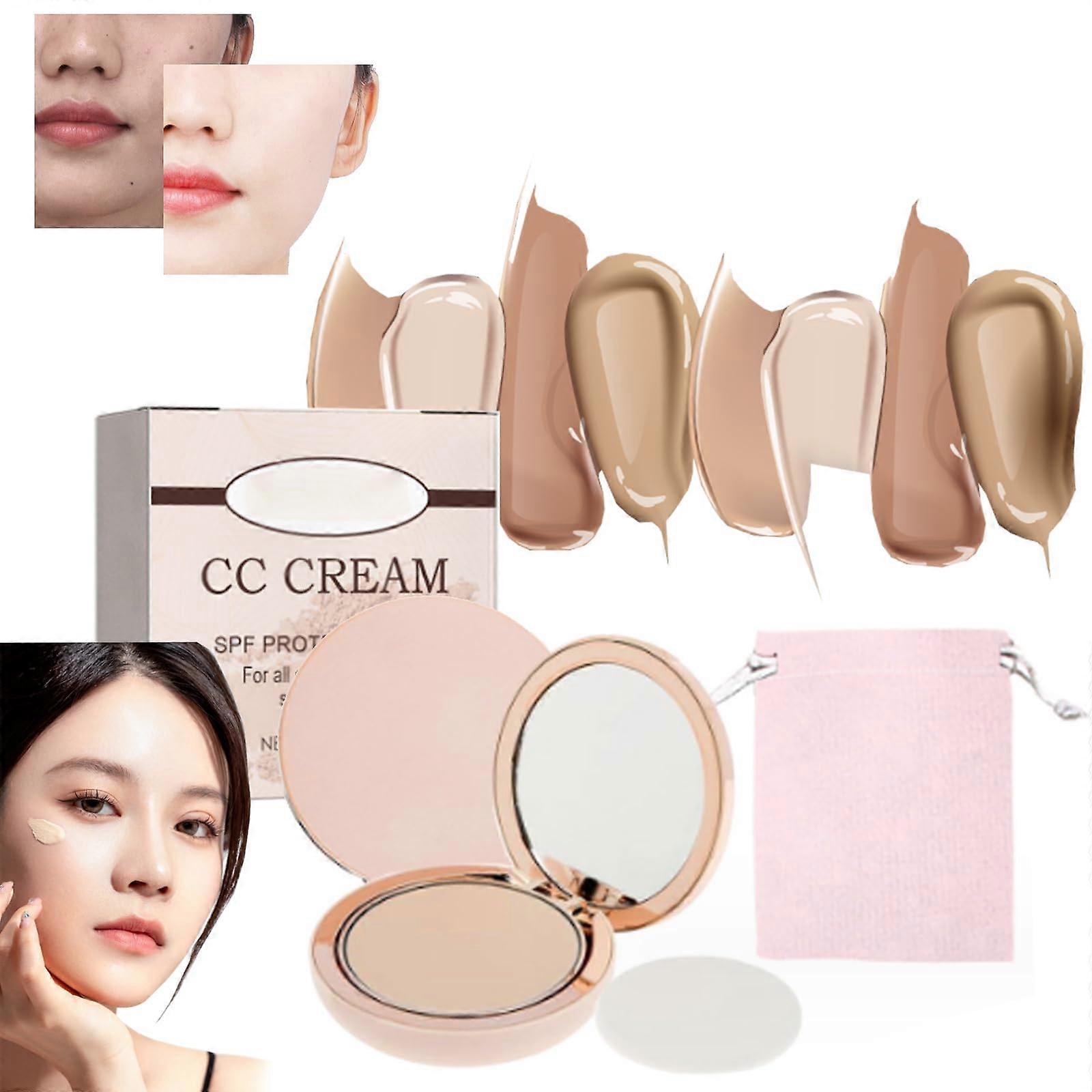 CC Cream SPF 50+ and Powder Foundation Set, Full Coverage Concealer, Oil Control, Moisturizing