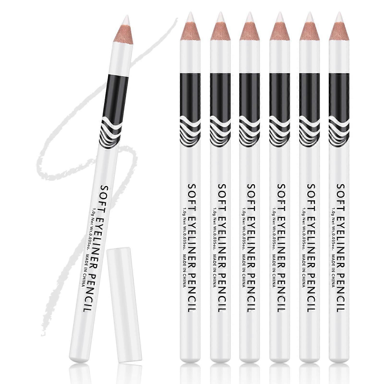 White Eyeliner Pencil 6 Pack Waterproof Long Lasting Eye Highlighter for Inner Corner