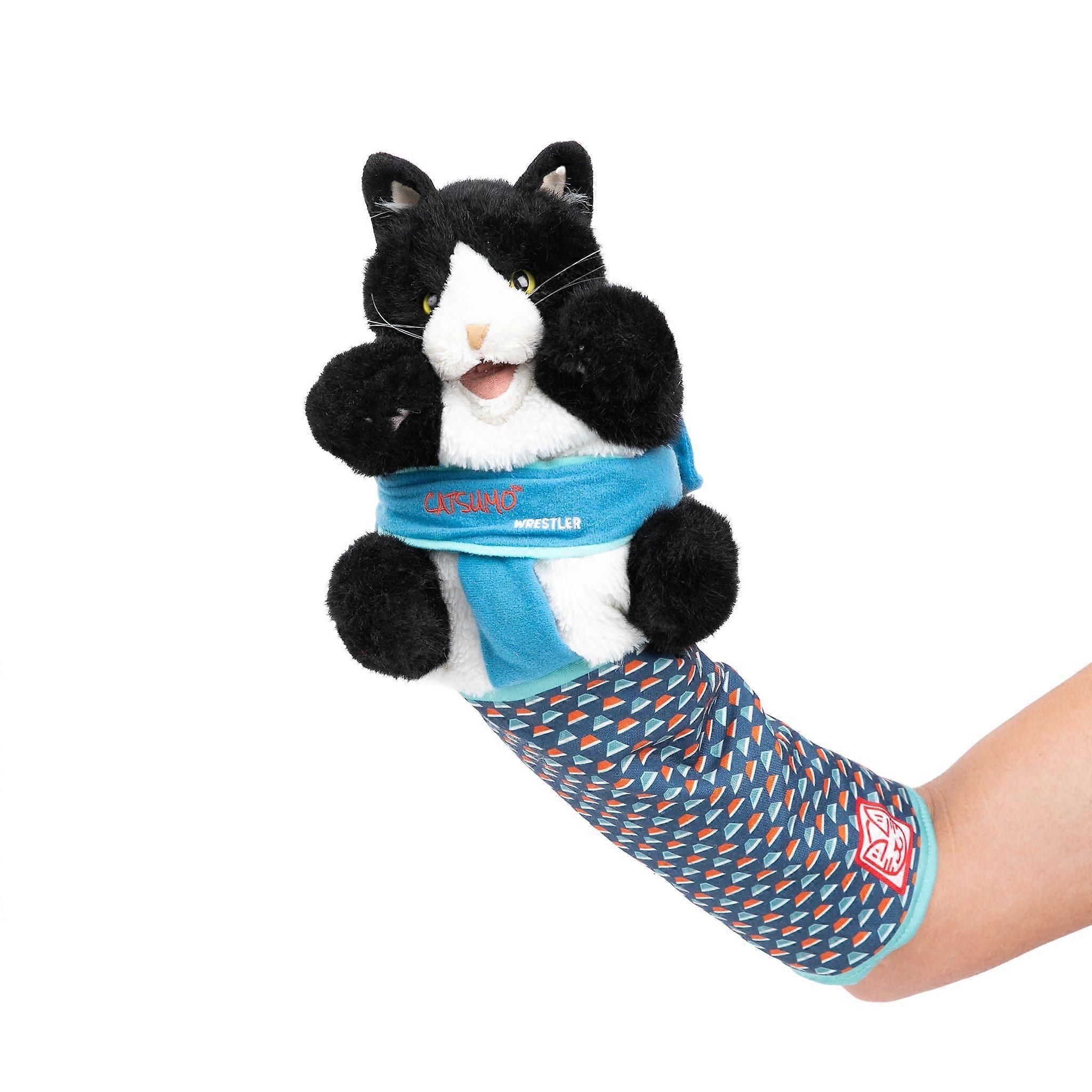 Catnip Puppet Toy for Cats with Hidden Pockets, Crinkle Ears and Replaceable Catnip Bags