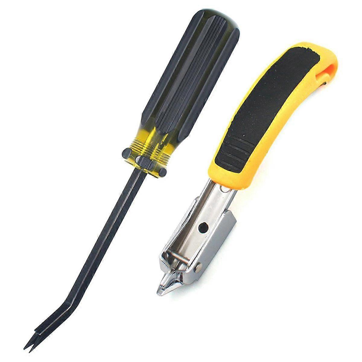 Agrafeuse robuste à double pointe, pour tissus d'ameublement.